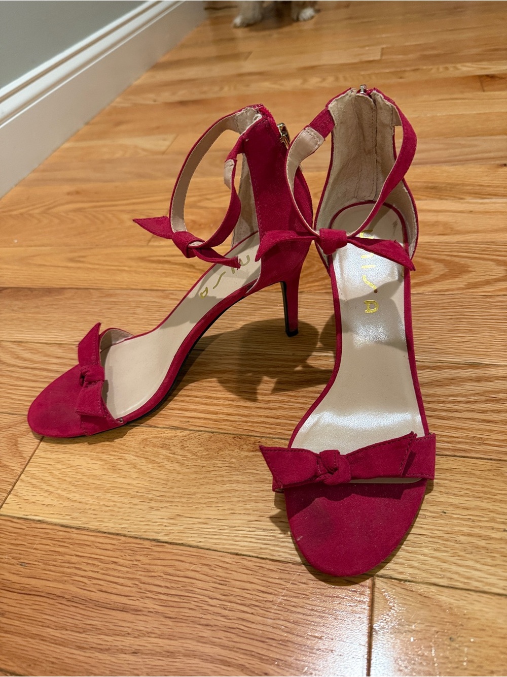 Unisa Fuchsia Suede Bow Ankle-Strap Heels